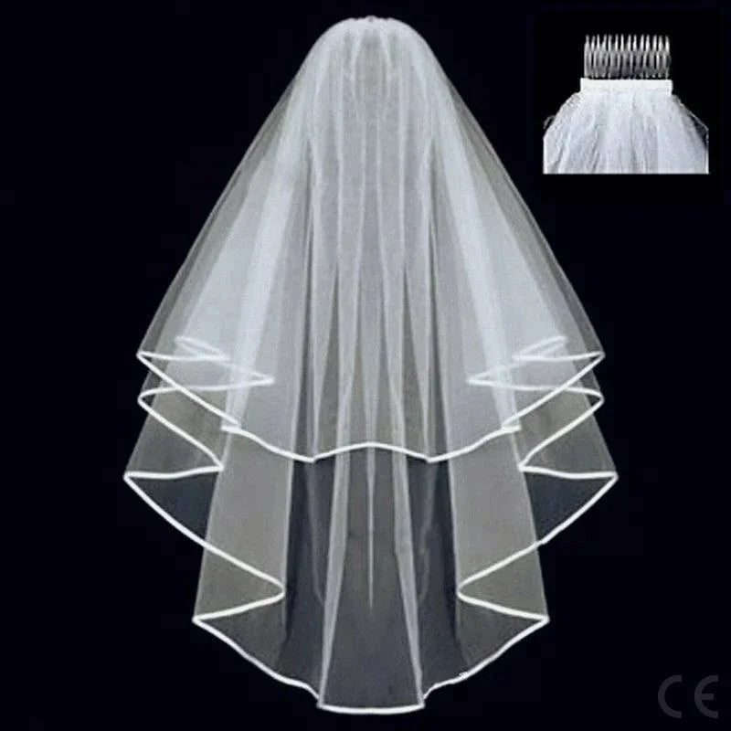 Fashion Short Tulle Wedding Veils With Comb White Ivory Bridal Two Layer Veil for Bride for Marriage Wedding Accessories