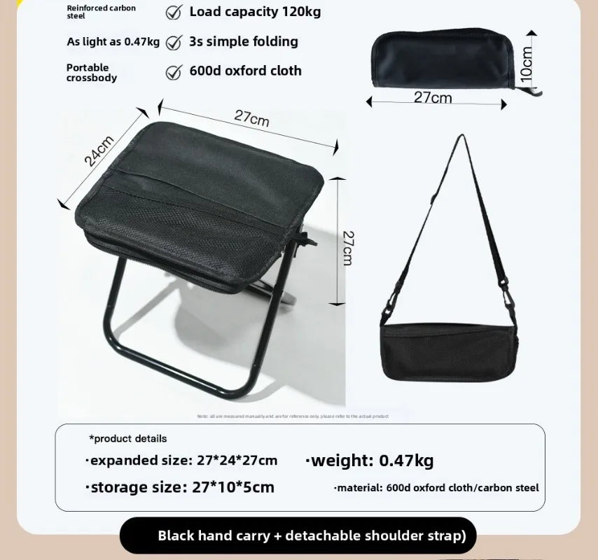 Folding Backpack Stool Portable Small Mazar Satchel Pen Bag Stool Outdoor Folding Chair Ultra Light Fishing High Speed Rail