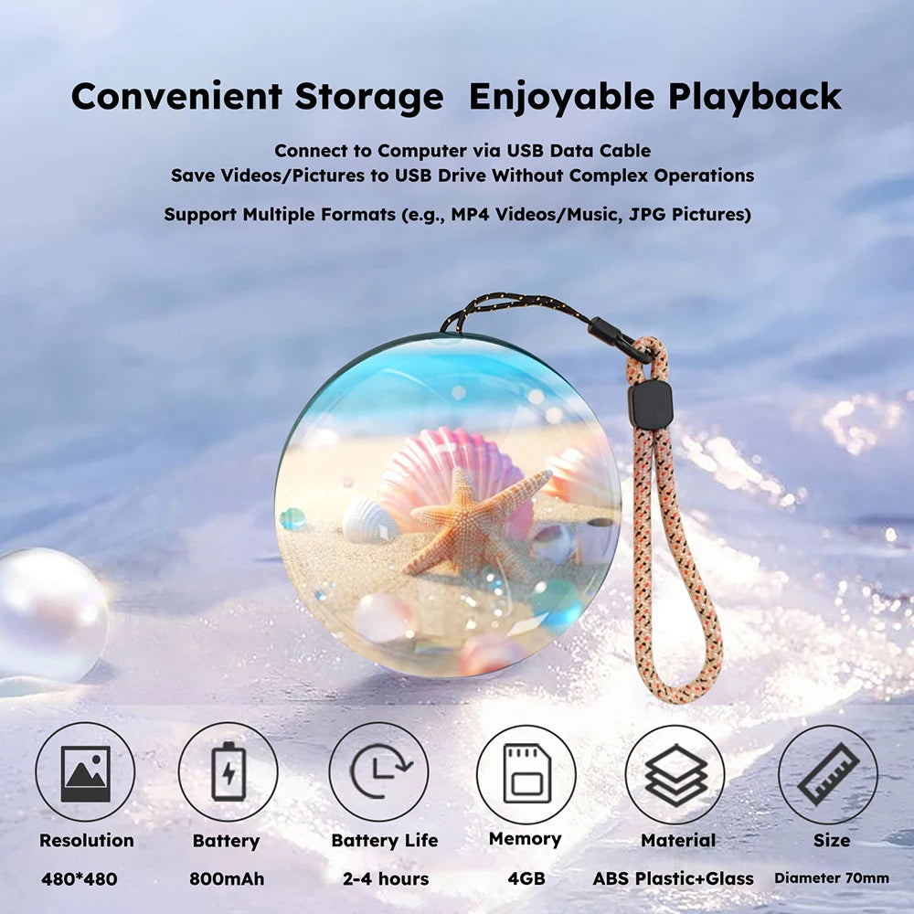 3D Crystal Ball Digital Video Photo Album DIY Video Glass Ball Crystal Ball Digital Video Display Gift with Electronic Screen