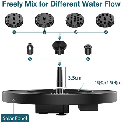 13/16/18cm Floating Solar Panel Solar Fountain Pump Bird Baths Garden Outdoor Water Pool Pond Decor