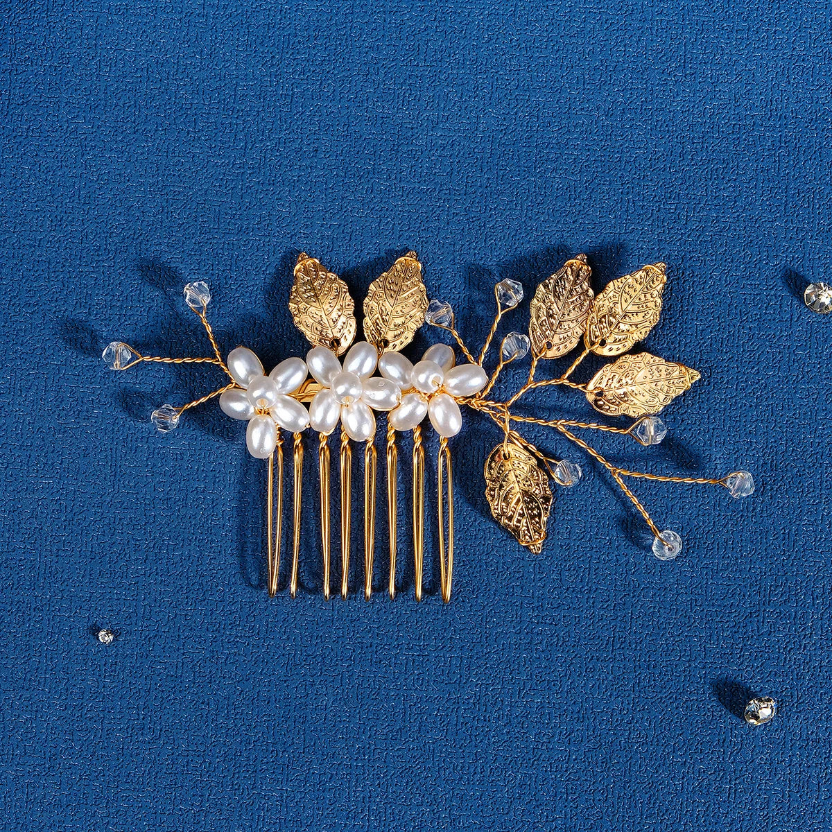 Golden Luxury Pearl Hair Comb Wedding Party Classic Jewellery Crystal Side Bangs Hair Clip For Women Elegant Headpieces
