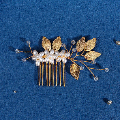 Golden Luxury Pearl Hair Comb Wedding Party Classic Jewellery Crystal Side Bangs Hair Clip For Women Elegant Headpieces