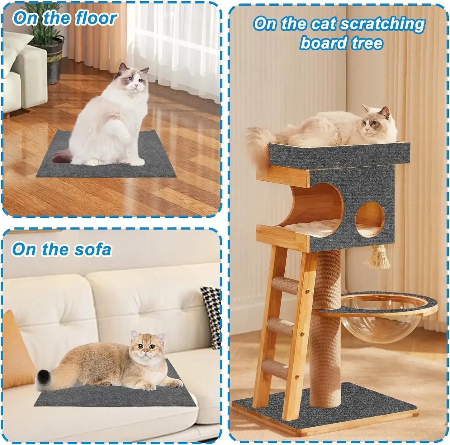 Wall Self-Adhesive Anti Cat Scratch Sofa DIY Cats Scratch Protection Paws Sharpen Trimmable  Carpet Cats Scratch Board