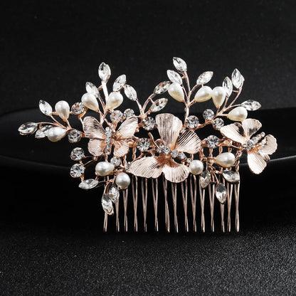 Golden Luxury Pearl Hair Comb Wedding Party Classic Jewellery Crystal Side Bangs Hair Clip For Women Elegant Headpieces