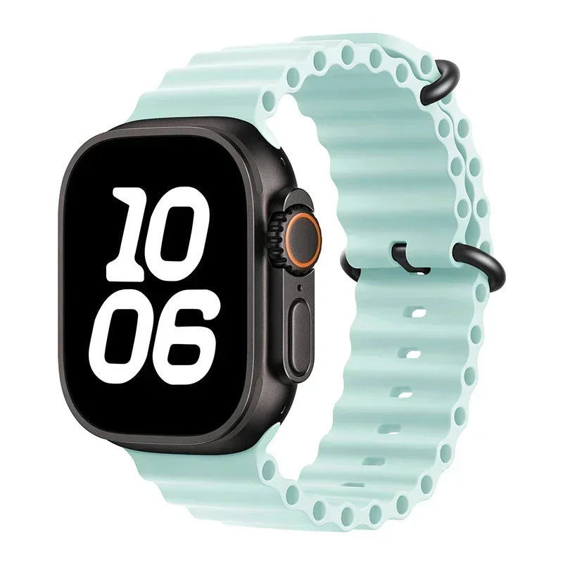 Ocean Strap for Apple Watch Ultra 2 Band 49mm 44mm 40mm 45mm 41mm 42mm 46mm 38mm Silicone Bracelet iWatch Series 10 9 SE 8 7 6 5