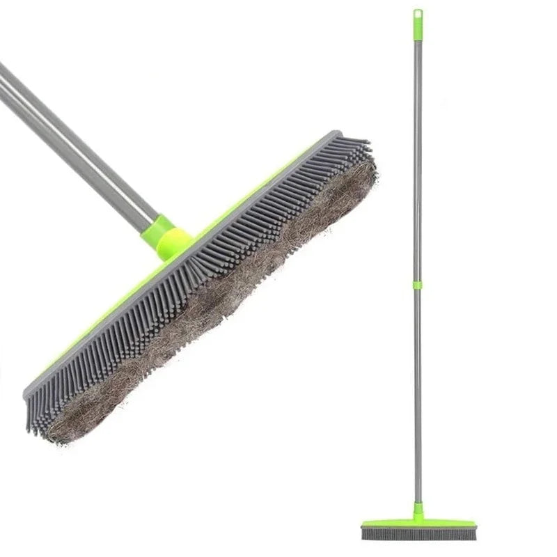 3in1 Adjustable Long Handle Silicone Broom For Pet Hair Removerrubber Floor Brush Multifunctional Carpet Hardwood Cleaning Tool