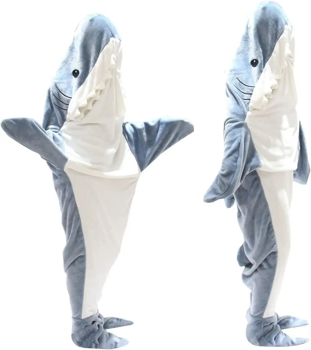 Cartoon Shark Blankets Flannel Women Pajamas Kawaii Soft Warm Shawl Plaid Blanket Shark Gown Wearable Bathrobe Comfy Homewear