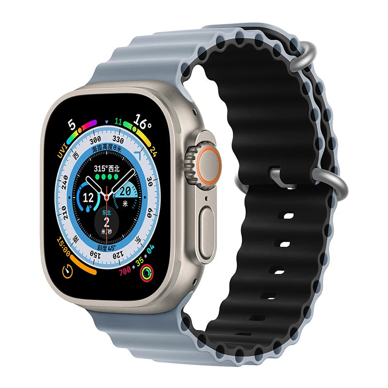 Ocean Strap for Apple Watch Ultra 2 Band 49mm 44mm 40mm 45mm 41mm 42mm 46mm 38mm Silicone Bracelet iWatch Series 10 9 SE 8 7 6 5
