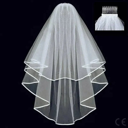 Fashion Short Tulle Wedding Veils With Comb White Ivory Bridal Two Layer Veil for Bride for Marriage Wedding Accessories