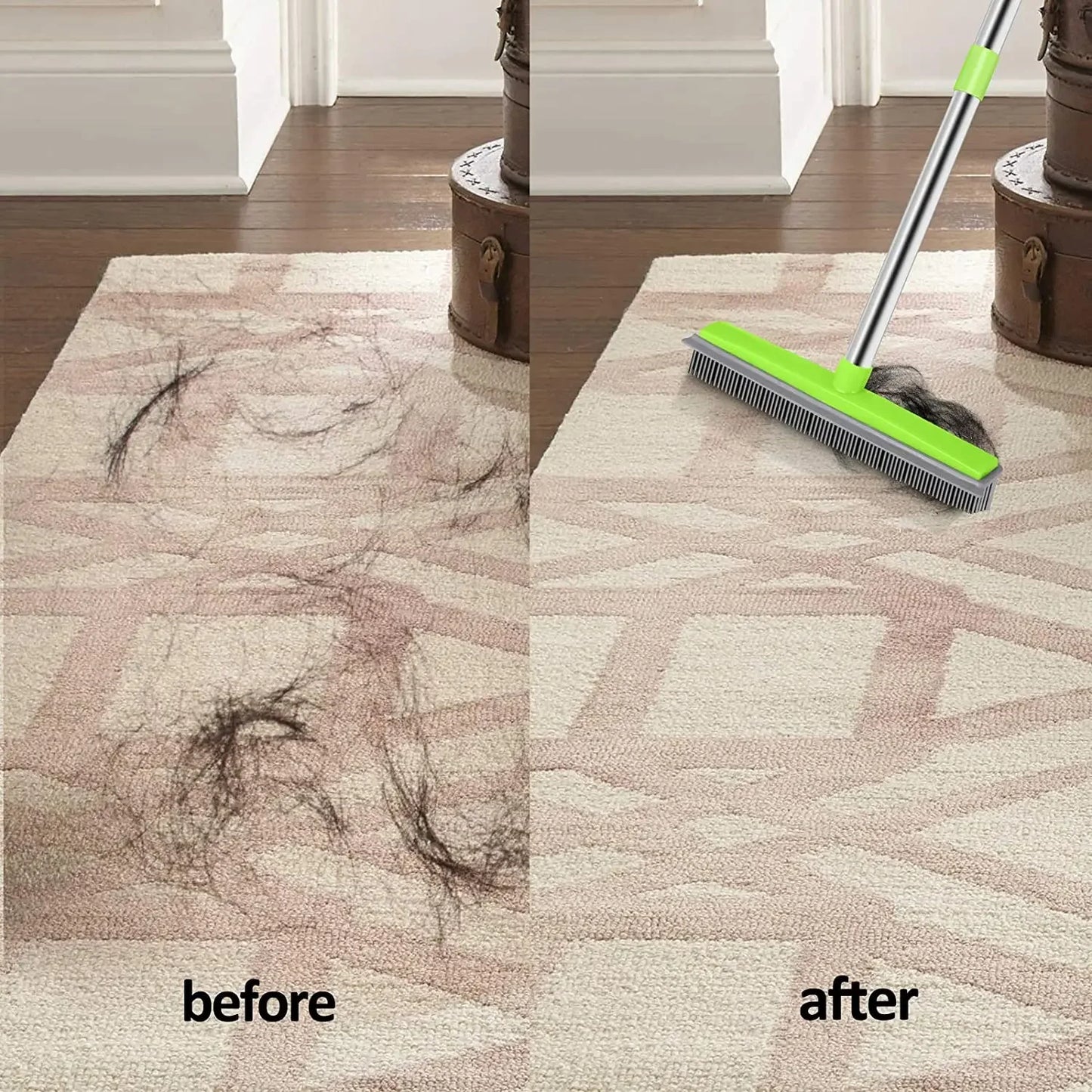 3in1 Adjustable Long Handle Silicone Broom For Pet Hair Removerrubber Floor Brush Multifunctional Carpet Hardwood Cleaning Tool
