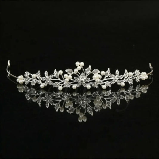 Bride Pearl Crown Headband Diamond Hair Accessories Alloy Rhinestone Princess Wedding Headband Bridal Headpieces Bride Crowns