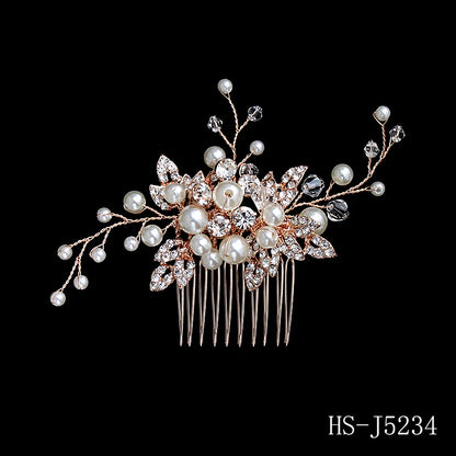Golden Luxury Pearl Hair Comb Wedding Party Classic Jewellery Crystal Side Bangs Hair Clip For Women Elegant Headpieces