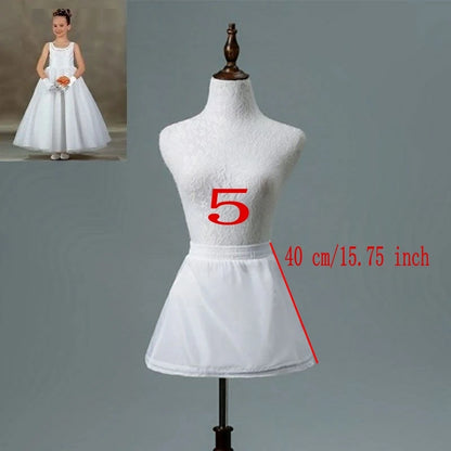 White Children kids Petticoat A-Line 3 Hoops One Layer Flower Girls Crinoline Lace Trim Flower Girl Dress Underskirt