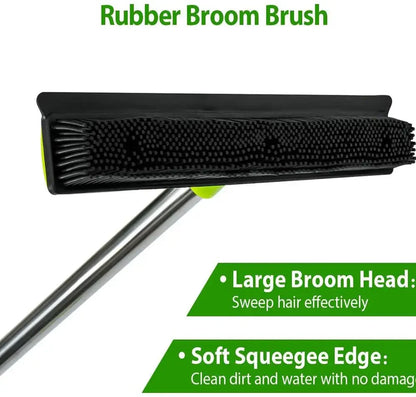 3in1 Adjustable Long Handle Silicone Broom For Pet Hair Removerrubber Floor Brush Multifunctional Carpet Hardwood Cleaning Tool