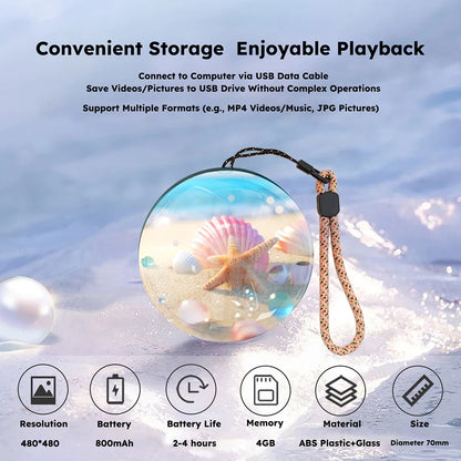 3D Crystal Ball Digital Video Photo Album DIY Video Glass Ball Crystal Ball Digital Video Display Gift with Electronic Screen