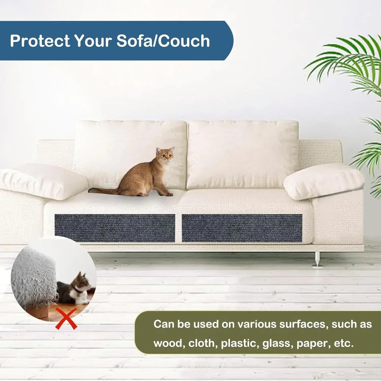 Wall Self-Adhesive Anti Cat Scratch Sofa DIY Cats Scratch Protection Paws Sharpen Trimmable  Carpet Cats Scratch Board