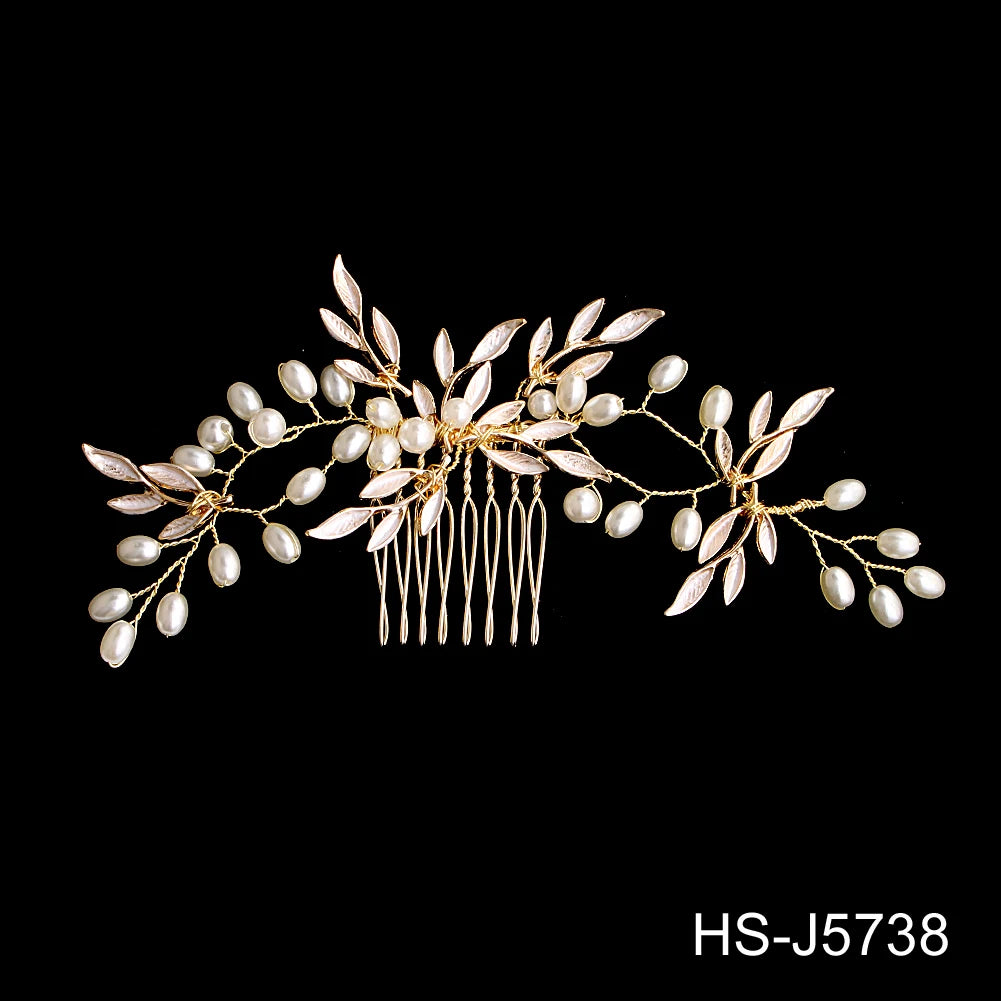 Golden Luxury Pearl Hair Comb Wedding Party Classic Jewellery Crystal Side Bangs Hair Clip For Women Elegant Headpieces