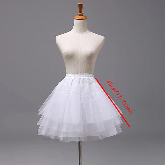 White Children kids Petticoat A-Line 3 Hoops One Layer Flower Girls Crinoline Lace Trim Flower Girl Dress Underskirt