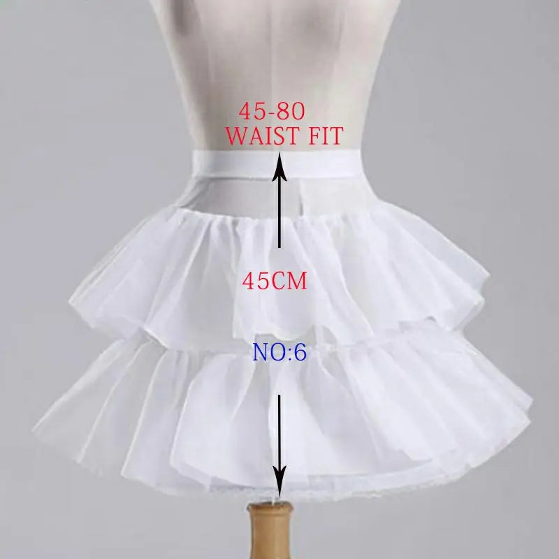 White Children kids Petticoat A-Line 3 Hoops One Layer Flower Girls Crinoline Lace Trim Flower Girl Dress Underskirt