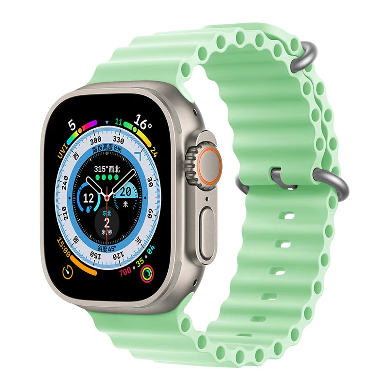 Ocean Strap for Apple Watch Ultra 2 Band 49mm 44mm 40mm 45mm 41mm 42mm 46mm 38mm Silicone Bracelet iWatch Series 10 9 SE 8 7 6 5