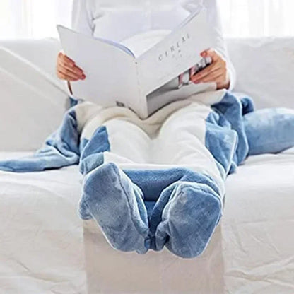 Cartoon Shark Blankets Flannel Women Pajamas Kawaii Soft Warm Shawl Plaid Blanket Shark Gown Wearable Bathrobe Comfy Homewear