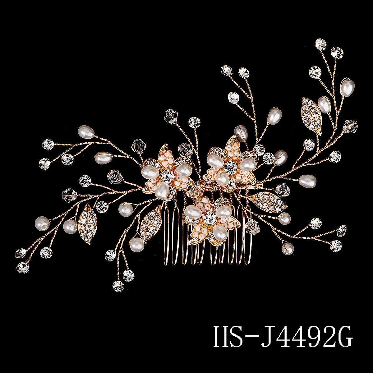 Golden Luxury Pearl Hair Comb Wedding Party Classic Jewellery Crystal Side Bangs Hair Clip For Women Elegant Headpieces