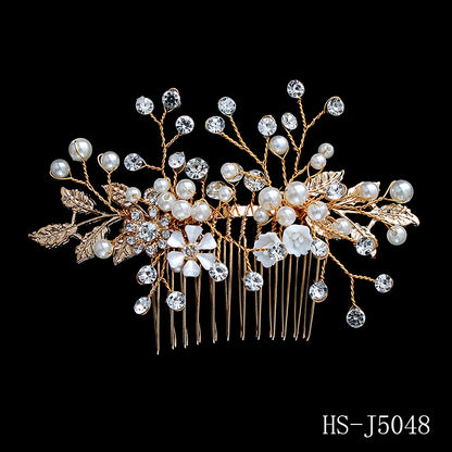 Golden Luxury Pearl Hair Comb Wedding Party Classic Jewellery Crystal Side Bangs Hair Clip For Women Elegant Headpieces