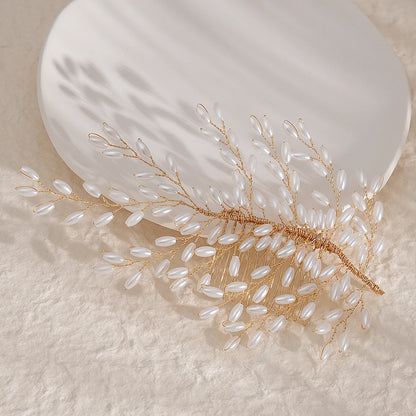 Golden Luxury Pearl Hair Comb Wedding Party Classic Jewellery Crystal Side Bangs Hair Clip For Women Elegant Headpieces