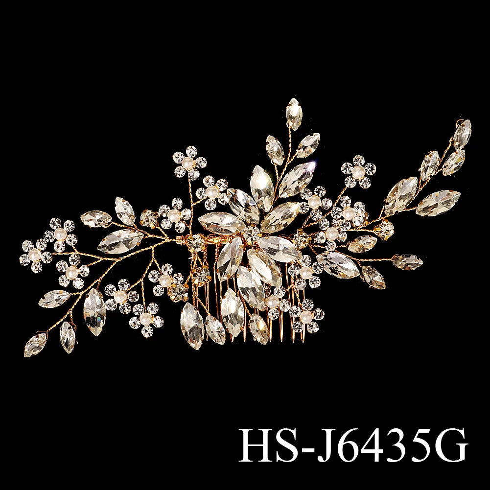 Golden Luxury Pearl Hair Comb Wedding Party Classic Jewellery Crystal Side Bangs Hair Clip For Women Elegant Headpieces