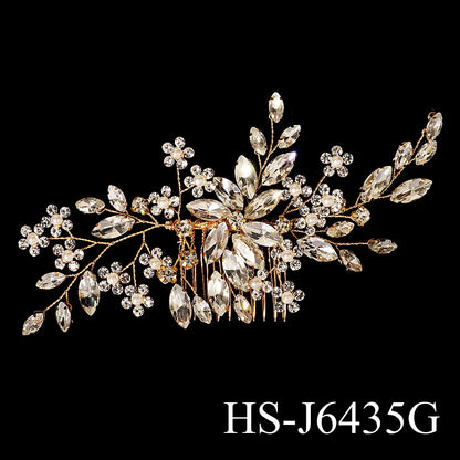 Golden Luxury Pearl Hair Comb Wedding Party Classic Jewellery Crystal Side Bangs Hair Clip For Women Elegant Headpieces