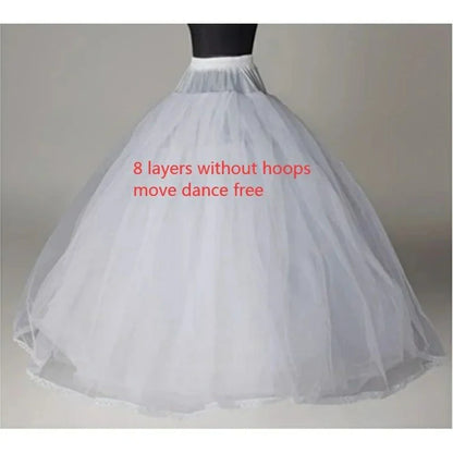 4/6/8 Layers Tulle Petticoat Wedding Accessories Chemise Without Hoops For A Line Wedding Dress Wide Puffy Underskirt