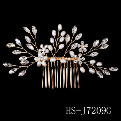 Golden Luxury Pearl Hair Comb Wedding Party Classic Jewellery Crystal Side Bangs Hair Clip For Women Elegant Headpieces