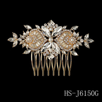 Golden Luxury Pearl Hair Comb Wedding Party Classic Jewellery Crystal Side Bangs Hair Clip For Women Elegant Headpieces