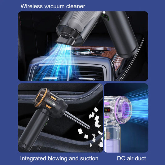 Car Vacuum Cleaner Air Duster LED Indicator Handheld Vaccum Cleaners 4 In 1 Strong Blowing/Suction Wireless Quick Inflation