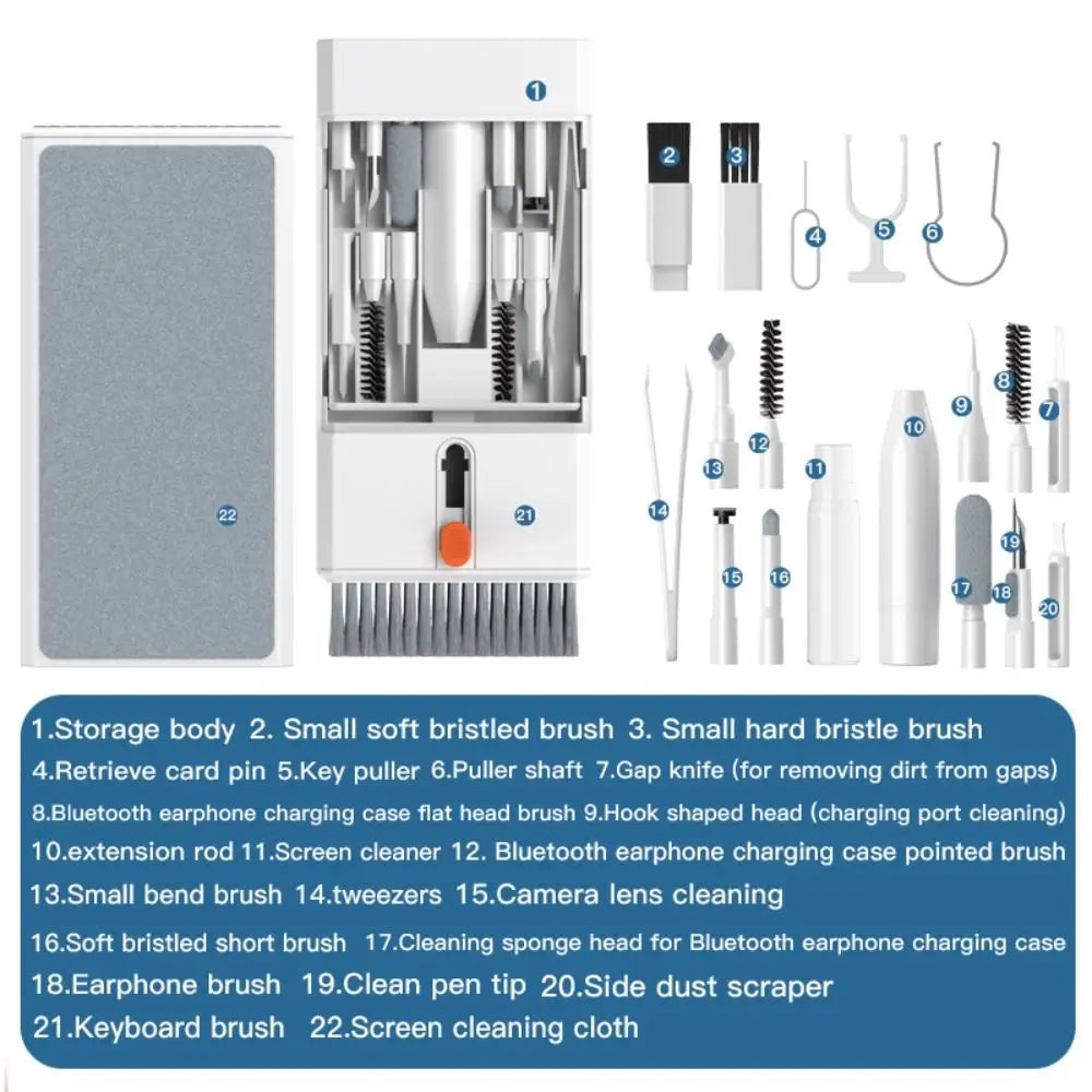 22 in 1 Laptop Cleaning Kit Keycap Puller Cleaning Tools Keyboard Cleaner Brush Multi-Function Earphones Cleaning Pen
