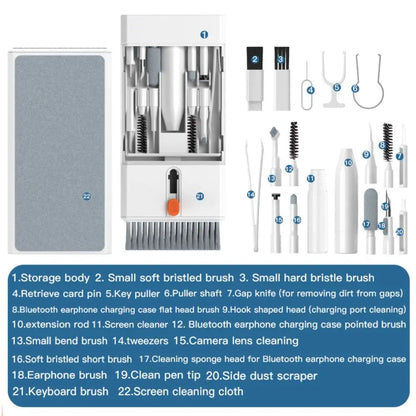 22 in 1 Laptop Cleaning Kit Keycap Puller Cleaning Tools Keyboard Cleaner Brush Multi-Function Earphones Cleaning Pen