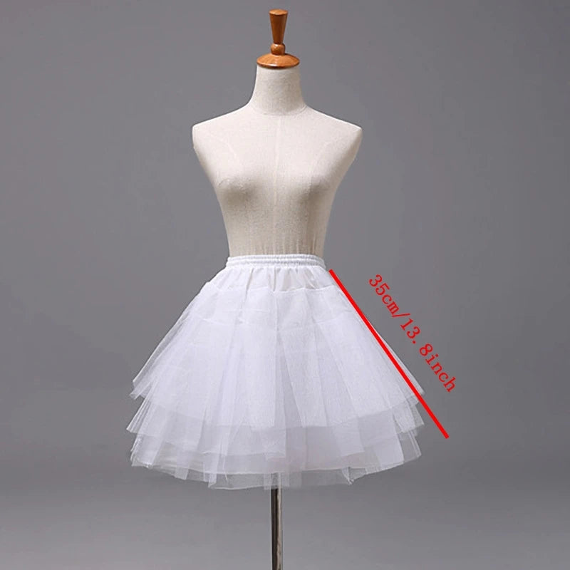 White Children kids Petticoat A-Line 3 Hoops One Layer Flower Girls Crinoline Lace Trim Flower Girl Dress Underskirt