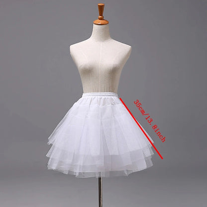 White Children kids Petticoat A-Line 3 Hoops One Layer Flower Girls Crinoline Lace Trim Flower Girl Dress Underskirt